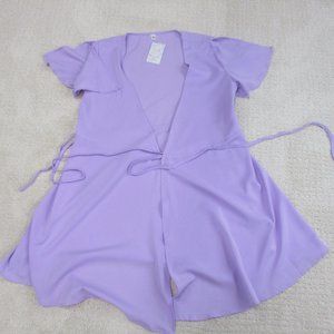 Deep Self Cover Up Womens Small Purple Thin Tie Cover Up Short Sleeve